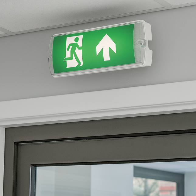 3.5W LED Emergency Bulkhead Light – IP65 Fire Exit Sign, 3hr Maintained, Sticker Legends Included
