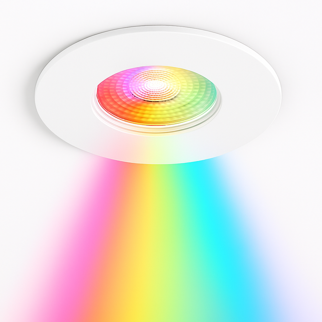 Smart Wifi RGB-CCT Fire-Rated Downlight (Alexa & Google) – IP65, GU10, Matt White