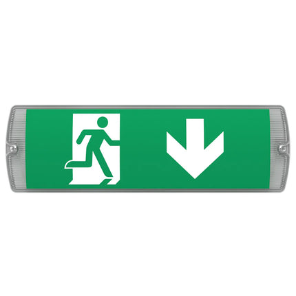 3.5W LED Emergency Bulkhead Light – IP65 Fire Exit Sign, 3hr Maintained, Sticker Legends Included