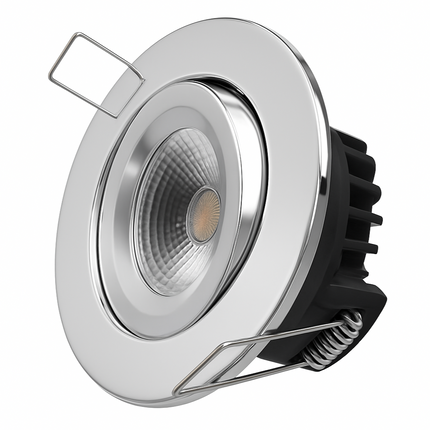 Dimmable LED Tilt Downlight Fire-Rated 30/60/90 min – 7W, 4000K Cool White, IP20, Polished Chrome
