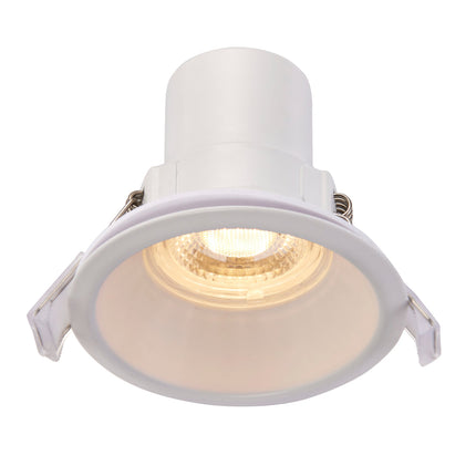 CCT Anti‑Glare Downlight – 5W, IP65, Fire‑Rated, Matt White