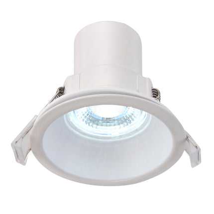 White recessed ceiling light on a white background