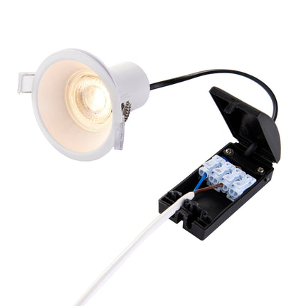 CCT Anti‑Glare Downlight – 5W, IP65, Fire‑Rated, Matt White