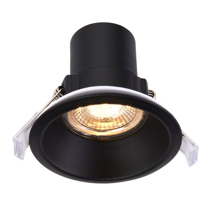 CCT Anti‑Glare Downlight – 5W, IP65, Fire‑Rated, Matt Black