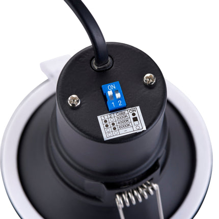 CCT Anti‑Glare Downlight – 5W, IP65, Fire‑Rated, Matt Black