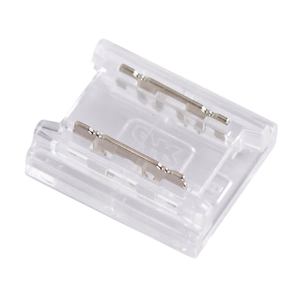 Clear plastic case with two silver keys on a white background