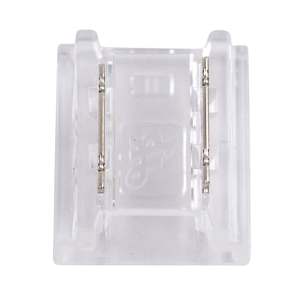 Clear plastic earring display case on a white background