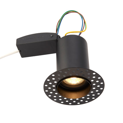 Ravel Fire Rated Trimless Plaster-In Downlight - Matt Black GU10