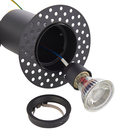 Ravel Fire Rated Trimless Plaster-In Downlight - Matt Black GU10