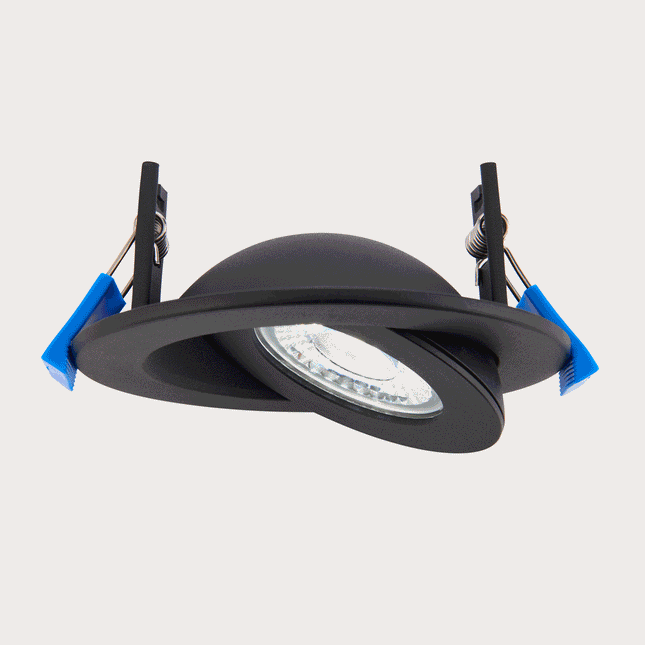 4CCT 4/6/8W Fire Rated LED Downlight - IP44, 360° Swivel & Tilt, Matt Black