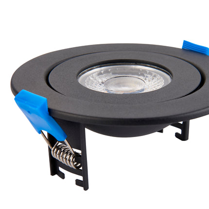 4CCT 4/6/8W Fire Rated LED Downlight - IP44, 360° Swivel & Tilt, Matt Black