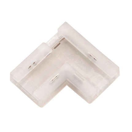 White plastic corner fitting on a white background