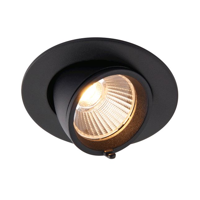 3CCT Round Adjustable Scoop Tilt Downlight – 10.5 W, Selectable 3000/4000/6000 K, Matt Black