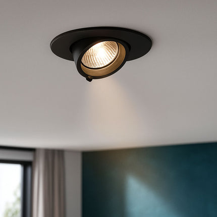 3CCT Round Adjustable Scoop Tilt Downlight – 30 W, Selectable 3000/4000/6000 K, Matt Black