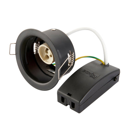 Light fixture socket with wiring on a white background