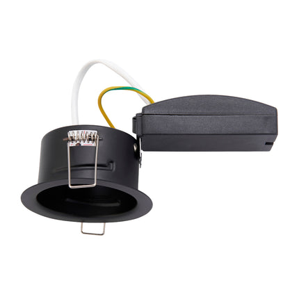 Black adjustable light fixture on a white background