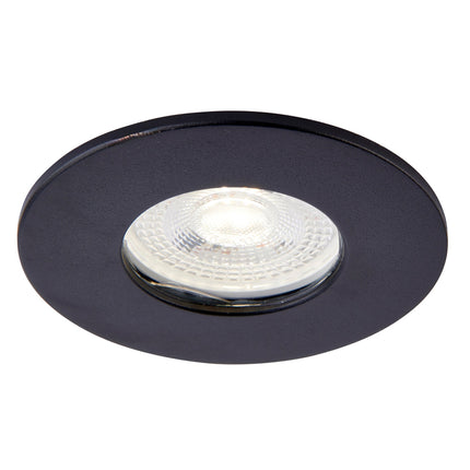 Black recessed ceiling light on a white background
