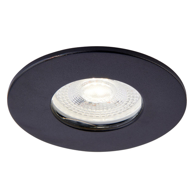 Black recessed ceiling light on a white background