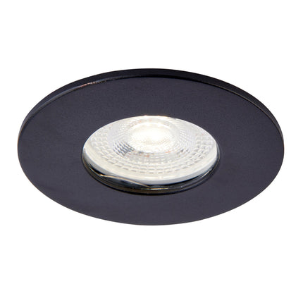 Black recessed ceiling light on a white background