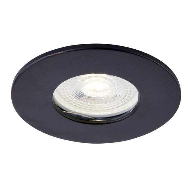 Black recessed ceiling light on a white background