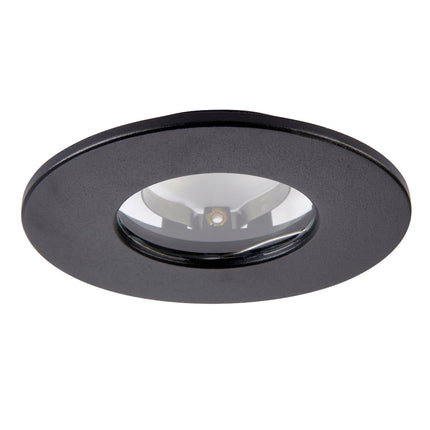 Black recessed ceiling light on a white background
