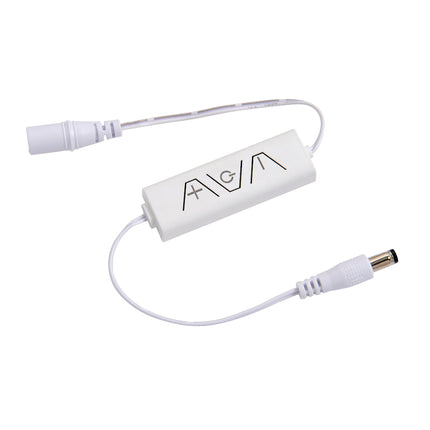 White electronic adapter with cable on a white background