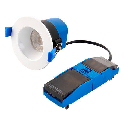 4CCT Anti‑Glare Downlight – 5/7W, IP65, Fire‑Rated, Matt White