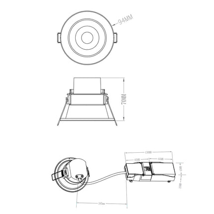 4CCT Anti‑Glare Downlight – 5/7W, IP65, Fire‑Rated, Matt White