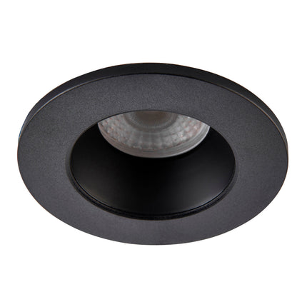 Black recessed ceiling light on a white background
