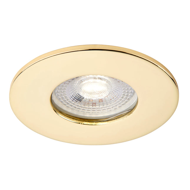 Gold recessed ceiling light on a white background
