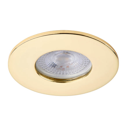 Gold recessed light fixture on a white background