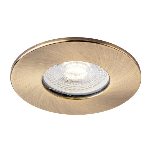 Fire-Rated 30/60/90 min Open Back Fixed Downlight – IP20, GU10, Antique Brass