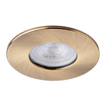 Gold recessed ceiling light on a white background
