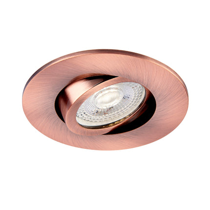 Copper-colored recessed light fixture on a white background