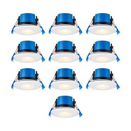 TRADE 10 PACK - 4CCT 5/7W Fire-Rated LED Downlight - Fire Rated 30/60/90 min - IP65, Matt White