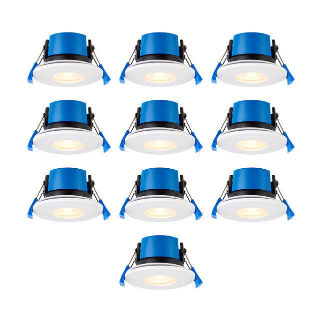 TRADE 10 PACK - 4CCT 5/7W Fire-Rated LED Downlight - Fire Rated 30/60/90 min - IP65, Matt White