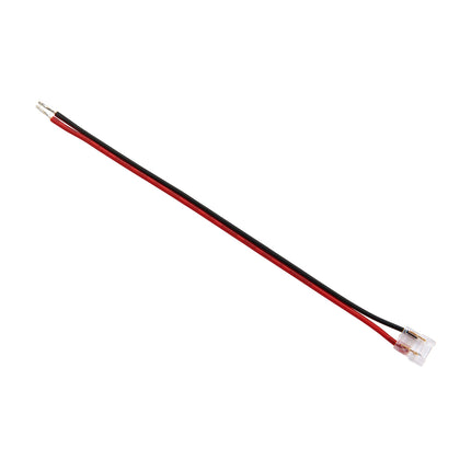 Red and black wire with connectors on a white background