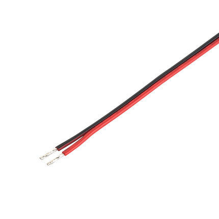 Red and black wires with connectors on a white background