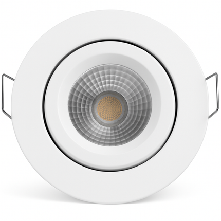 Dimmable LED Tilt Downlight Fire-Rated 30/60/90 min – 7W, 3000K Warm White, IP20, Matt White