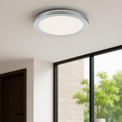 Crystal Effect Ceiling/Wall Light – 13W LED, 1500lm, 3000K Warm White, IP44, Chrome