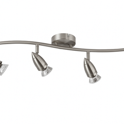 4-Light Quad Spot Bar – Adjustable Indoor Ceiling Spotlight, GU10, Brushed Chrome Steel