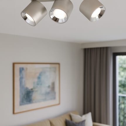 Triple Adjustable Modern Spotlight – GU10 Ceiling Light, Matt Nickel, IP20