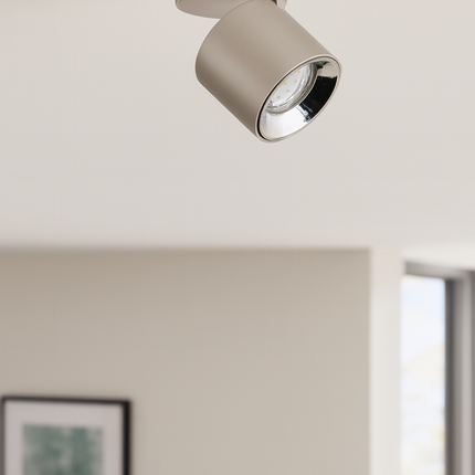 Single Adjustable Spotlight – GU10 Ceiling Light, Matt Nickel, IP20