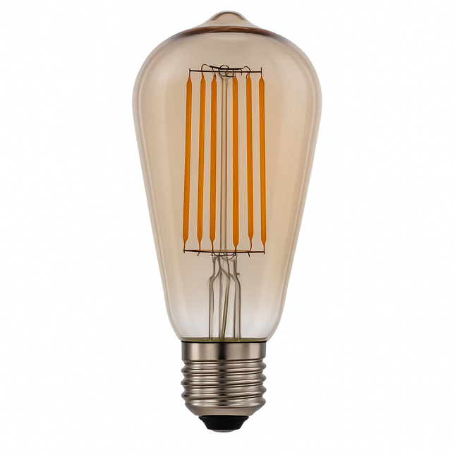 E27 ST64 Vintage LED Bulb – 6W, 500lm, 2000K Very Warm White, Decorative Dimmable Filament, Tinted