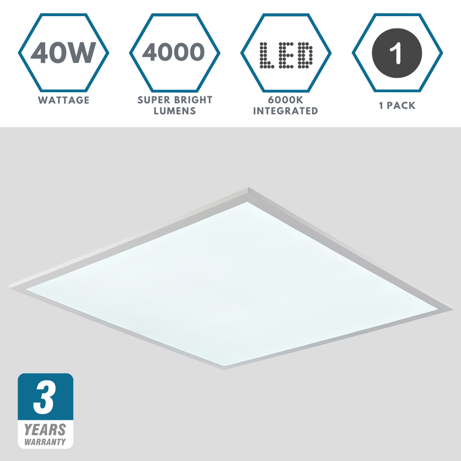 600x600 LED Emergency Panel Light | 40W 4000lm 6000K Daylight White ...
