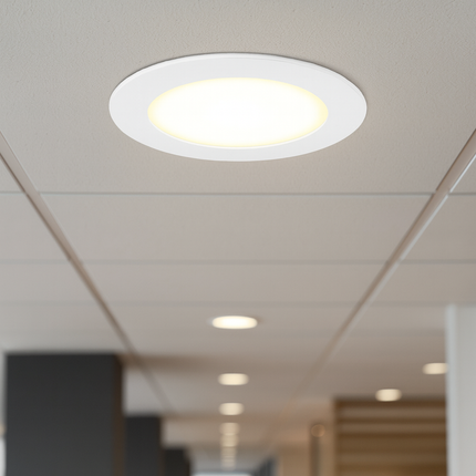9W LED Slim Round Panel Downlight – CCT Tri-Colour, IP44 Ceiling Spot Light, White