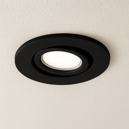 Adjustable IP65 Dimmable LED Slim Tilt Downlight, Fire Rated, 5W, 500 Lumens, Black