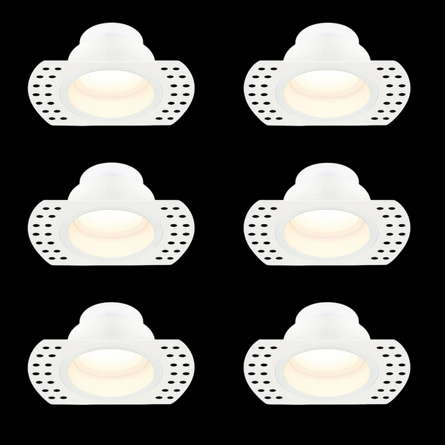 Trade 6 PACK - LIMA Plaster-In Trimless Round Fire-Rated Downlight – GU10, White