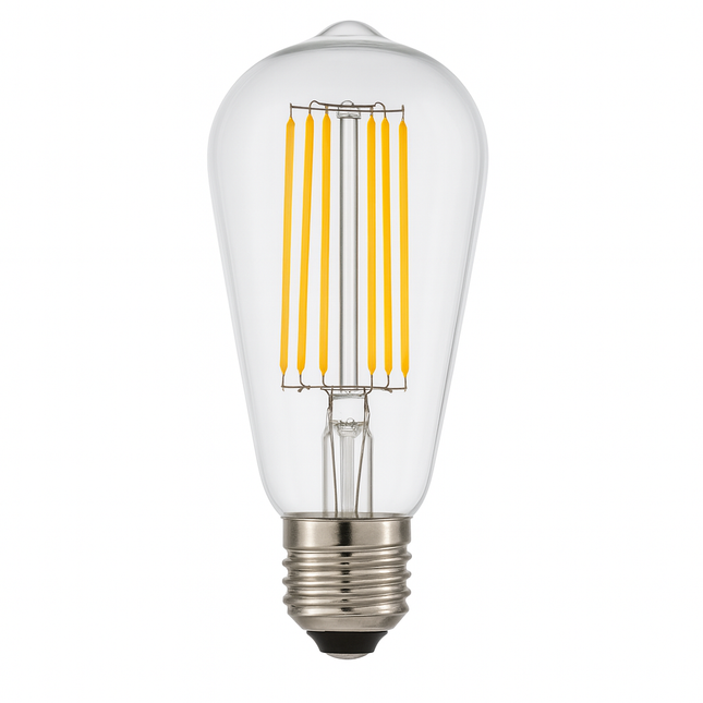 E27 ST64 Vintage LED Bulb – 6W, 500lm, 2000K Very Warm White, Decorative Dimmable Filament, Clear