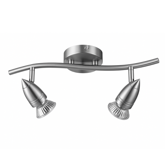 2-Light Spot Bar – Adjustable Indoor Ceiling Spotlight, GU10, Brushed Chrome Steel